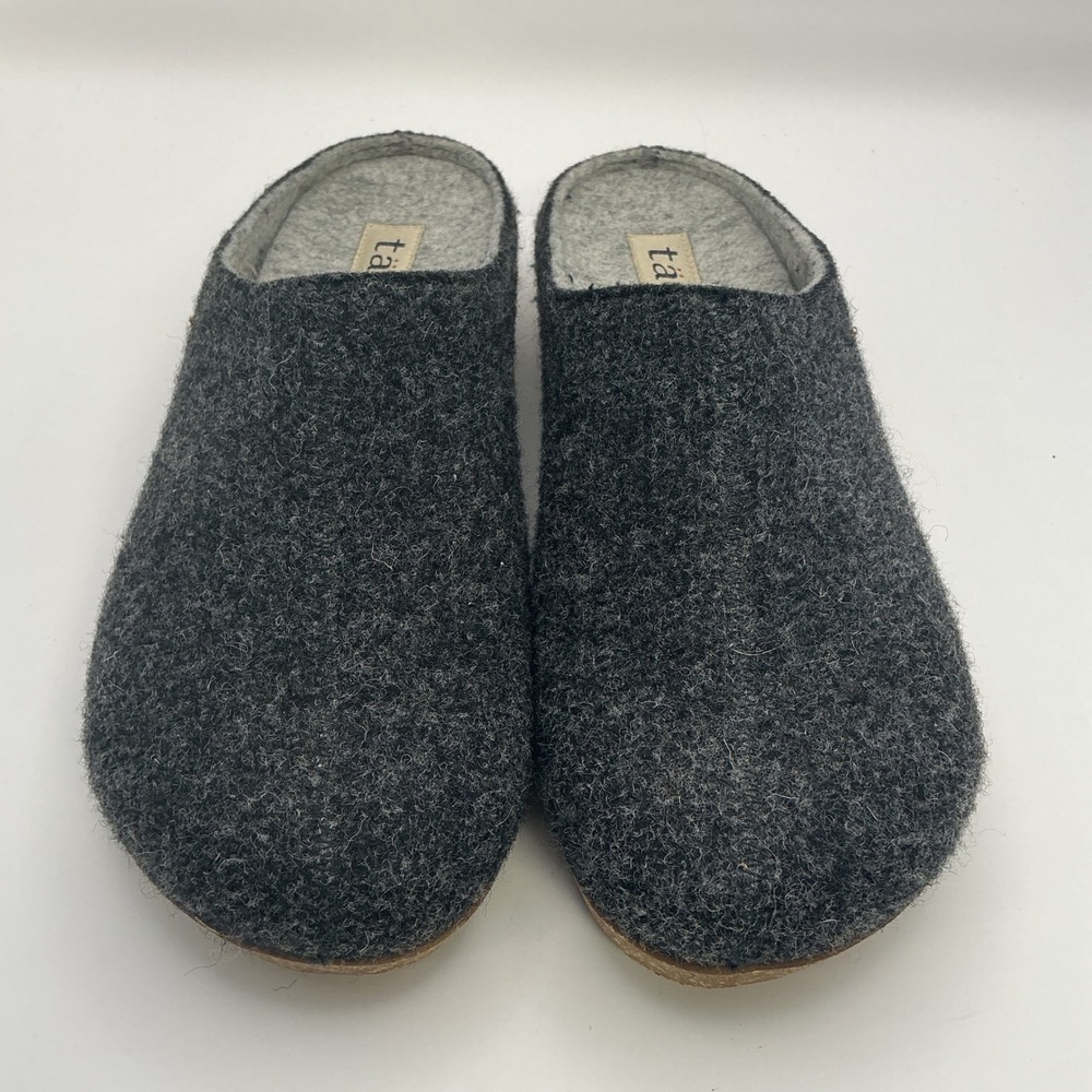 Taos Wooldridge Grey Wool Clogs Mules Made in Spain Women 39 EU 8 US - Picture 2 of 10